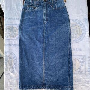 Vintage The GAP Denim Maxi Skirt 80s High Waist Jean Western Long Skirt - Size 5